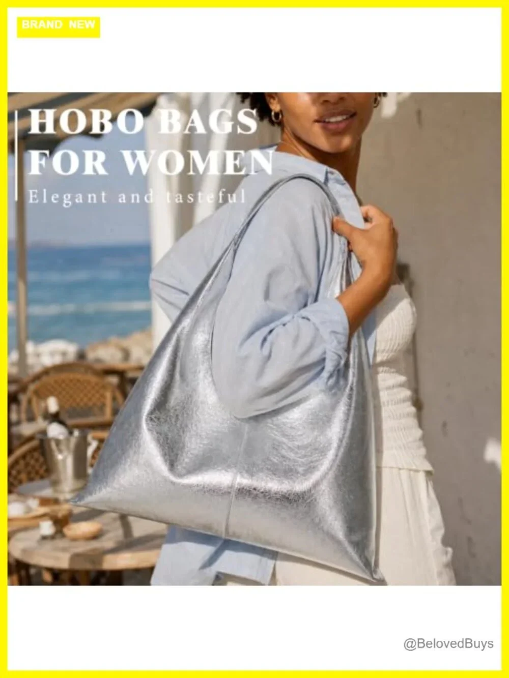 Slouchy vegan leather hobo shoulder bag for women work tote handbag